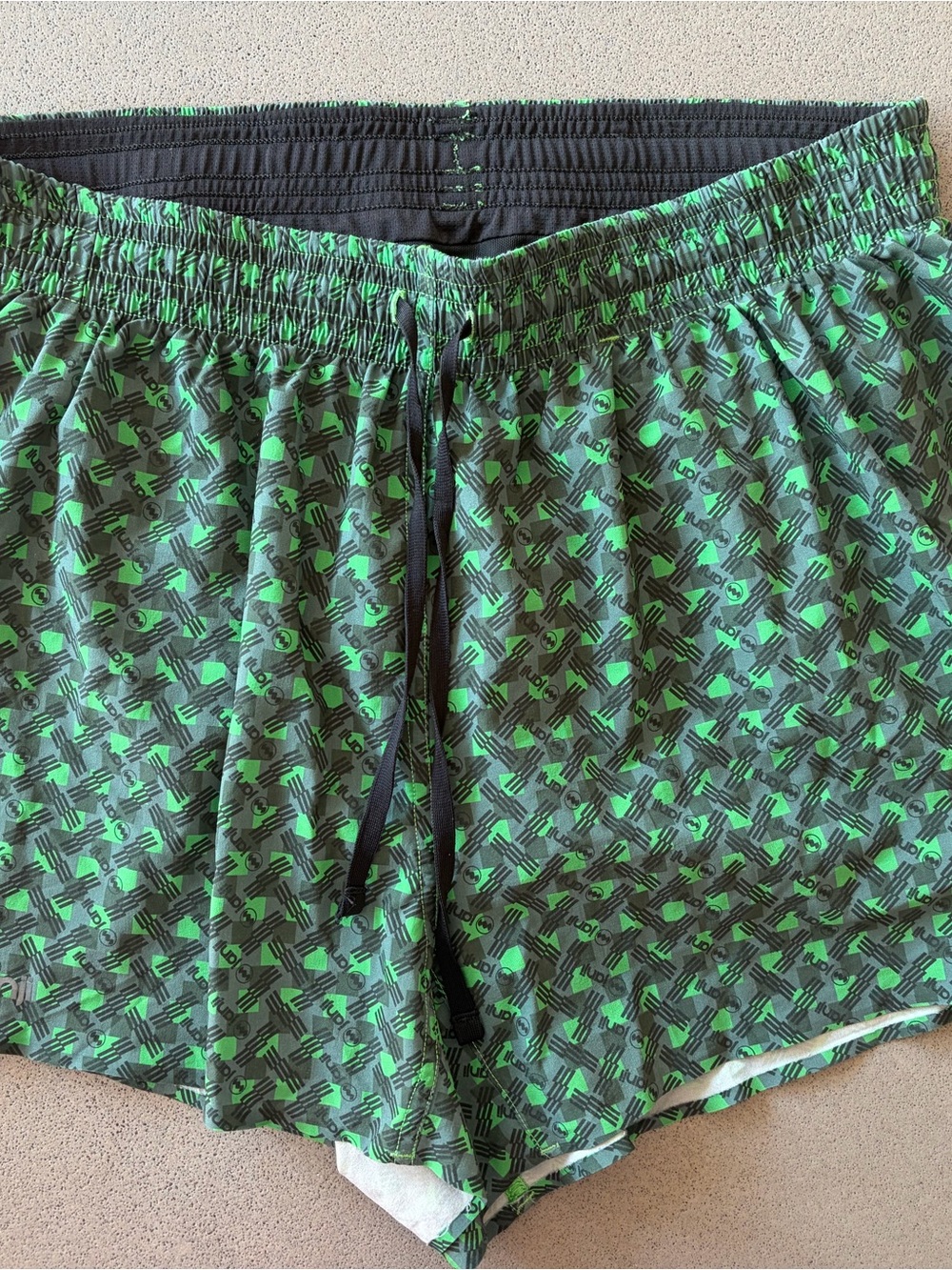 Janji AFO split shorts Green and Black Running Shorts